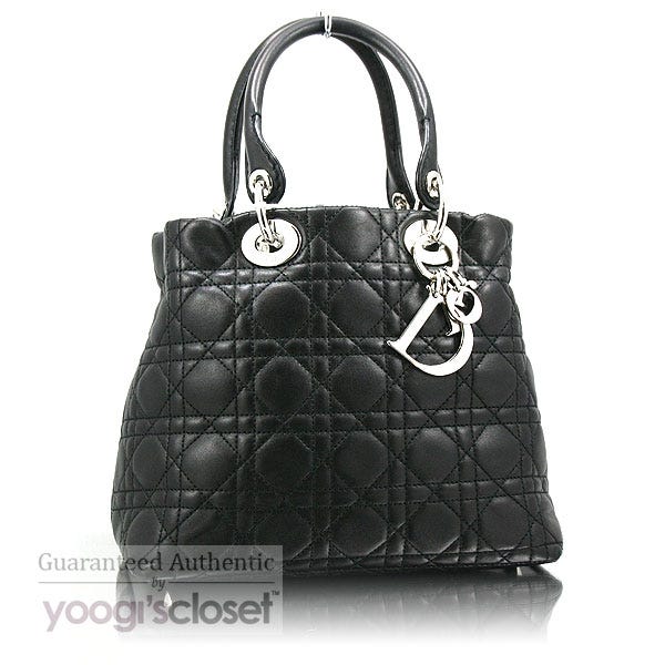 Christian Dior Grey Cannage Quilted Lambskin Leather Small Lady Dior Bag -  Yoogi's Closet