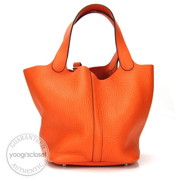 Hermes Orange Clemence Leather Picotin MM Bag
