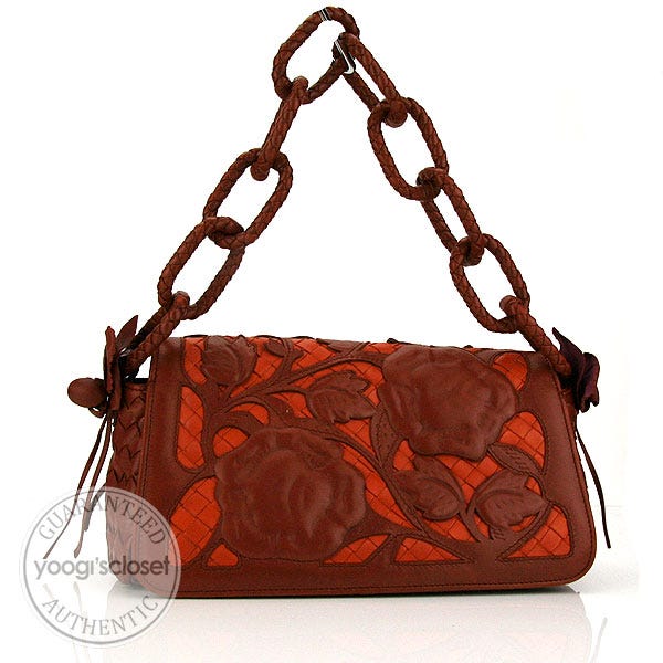 Bottega Veneta Limited Edition Sienna Leather Floral Applique Bag