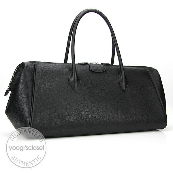 Hermes 40cm Black Vache Liegee Leather Paris Bombay Bag