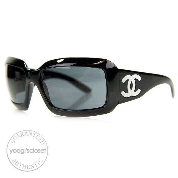 Chanel Black Mother of Pearl Grey Tint Sunglasses 5076-H