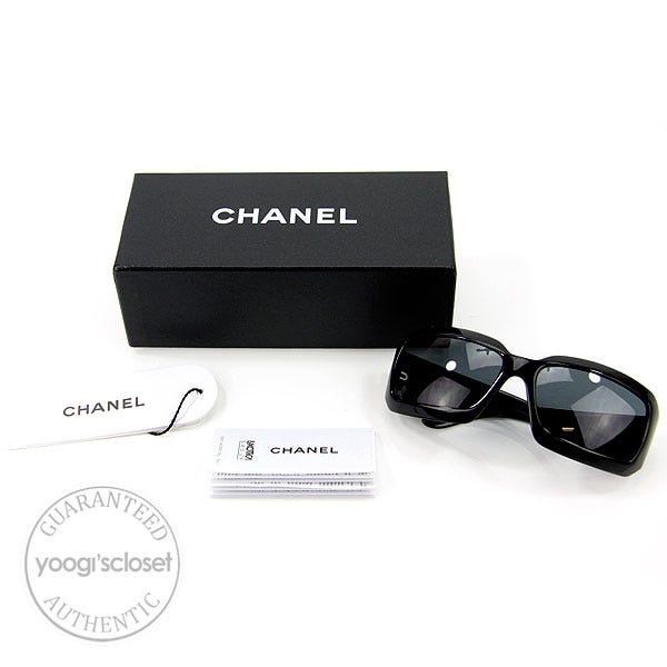 Chanel Black Frame Mother-of-Pearl CC Logo Sunglasses-5076