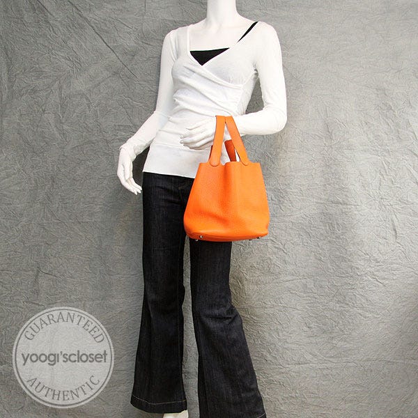 Hermes Orange Clemence Leather Picotin Lock MM Bag - Yoogi's Closet