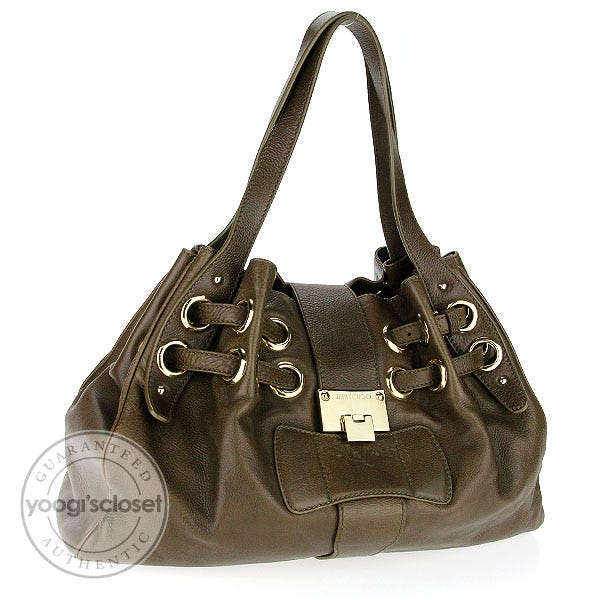 Jimmy Choo Khaki Calfskin Leather Ramona Bag