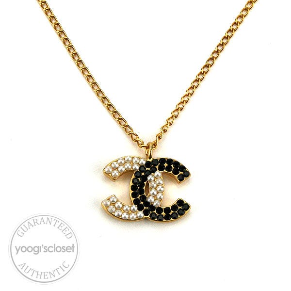 Chanel Goldtone Pearl/Crystal CC Logo Necklace