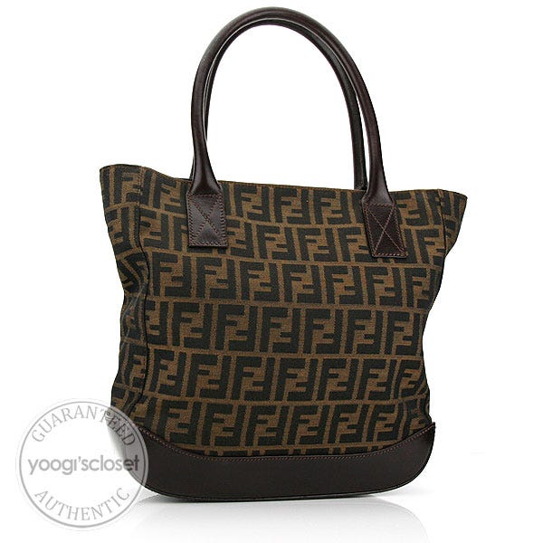 Fendi Tobacco Zucca Logo Large Tote Bag