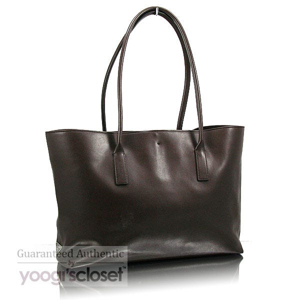 Prada Dark Brown Leather Vitello Chic Tote Bag BR0758