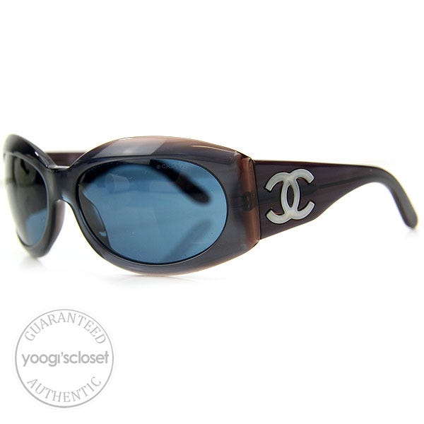 Chanel Blue Mother of Pearl Blue Tint Sunglasses 5084-H
