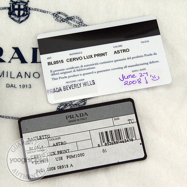 Authentic Prada tags and authenticity card, Luxury, Accessories on