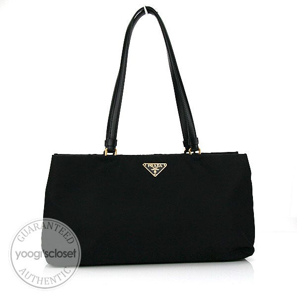Prada Black Vela Nylon East-West Shoulder Bag