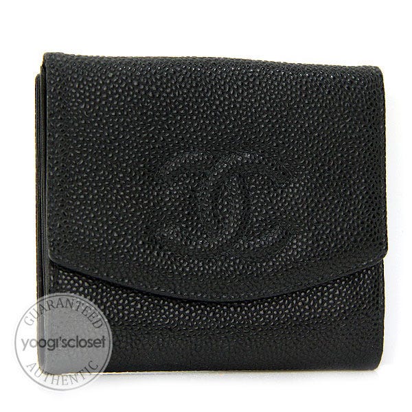 Chanel Black Caviar Compact Wallet