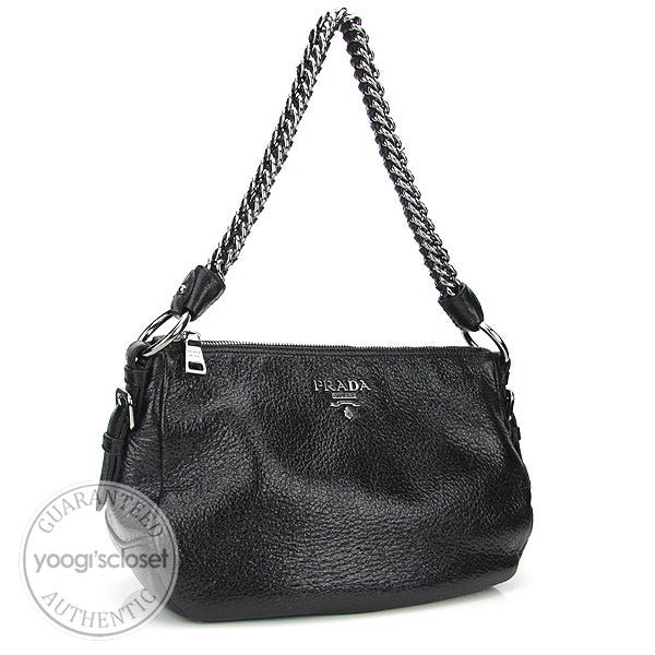 Prada Black Deerskin Cervo Lux Small Shoulder Bag BR4370