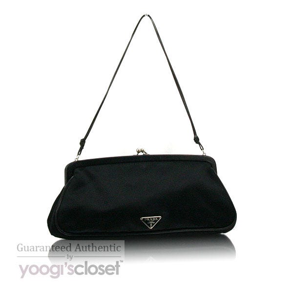 Prada Black Satin Raso Chic Evening Bag - Yoogi's Closet