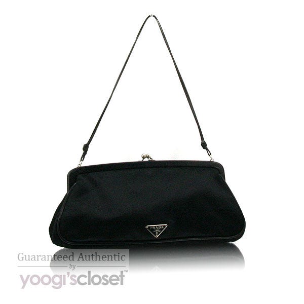 Prada Black Satin Raso Chic Evening Bag