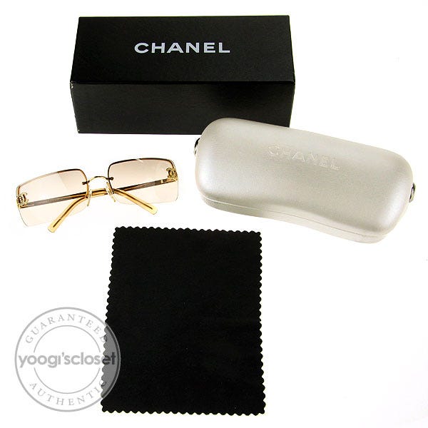 Chanel Gold Frameless Tinted Sunglasses 4104 - Yoogi's Closet