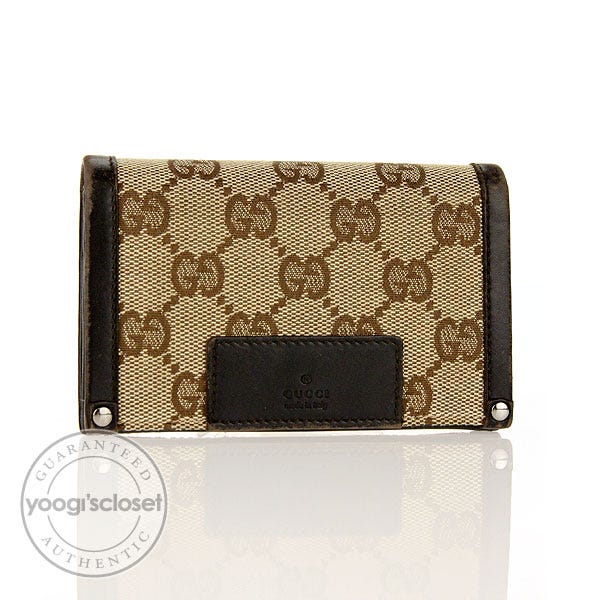 Gucci Beige/Ebony GG Fabric Compact Wallet