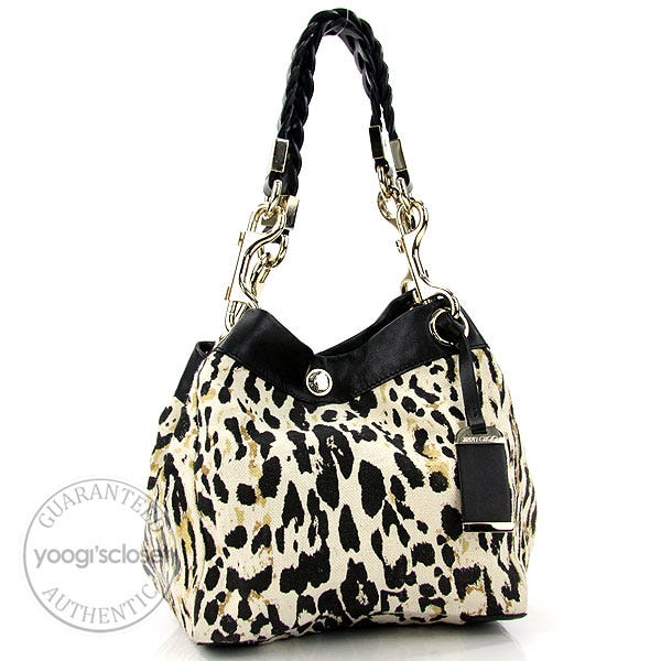 Jimmy Choo Leopard Print Canvas Small Lohla Tote Bag