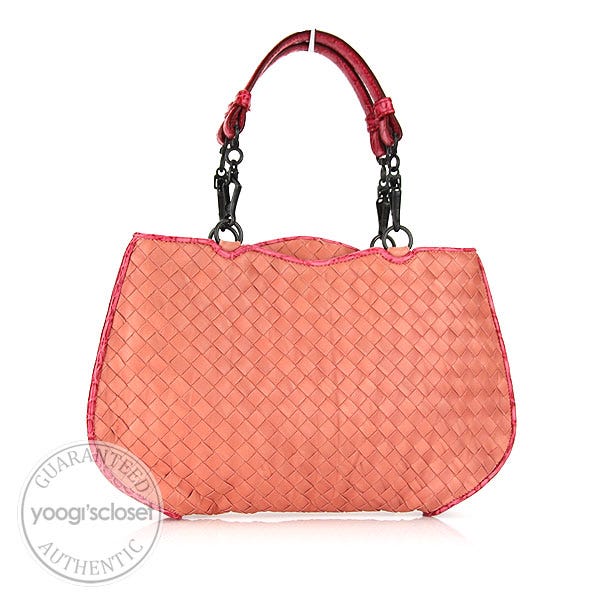 Bottega Limited Edition Pink Woven Leather Handheld Clutch Bag