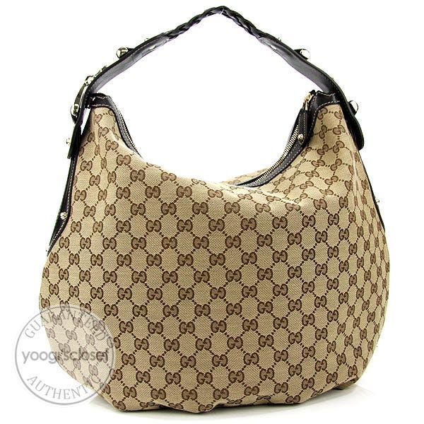 Gucci Beige/Ebony GG Fabric Pelham Hobo Bag