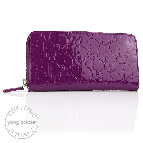 Christian Dior Rose Indien Patent Leather Dior Logo Ultimate Zip Continental Wallet