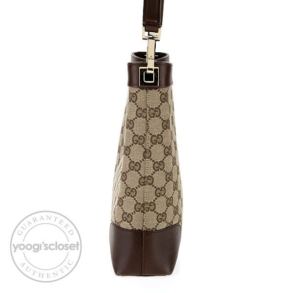 Gucci Beige/Ebony GG Fabric Small Shoulder Bag | Yoogi's Closet Gucci Beige/Ebony GG Fabric Small Shoulder Bag | Yoogi's Closet