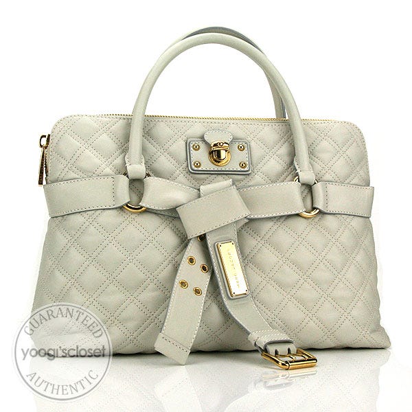 Marc Jacobs White Leather Quilted Bruna Tote Bag