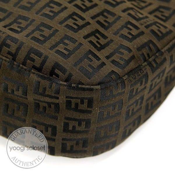 Fendi Brown/Black Zucchino Canvas Medium Shoulder Bag - 8BR036