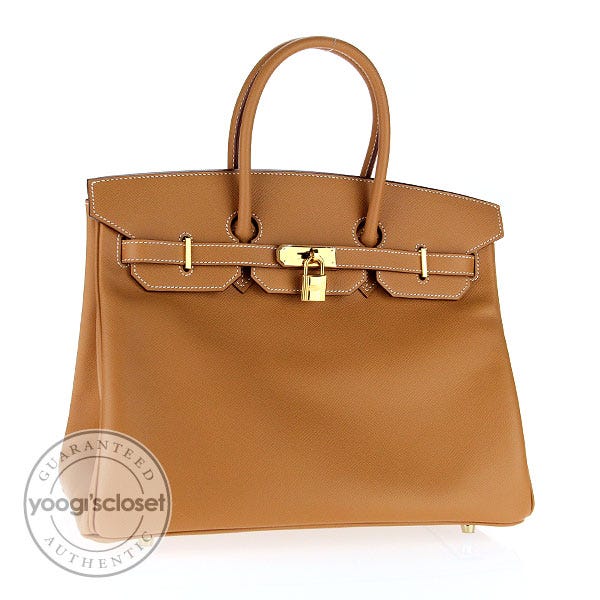 Hermes Gold Epsom Leather Gold Plated Birkin 35 Bag