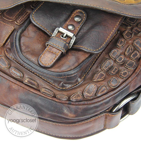 Christian Dior Limited Edition Brown Croc-Embroidered Leather