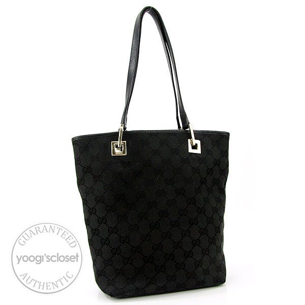 Gucci Black GG Fabric Small Bucket Tote Bag