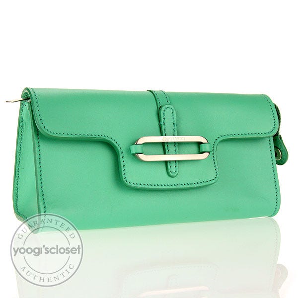Jimmy Choo Mint Green Leather Mini Tulita Clutch Bag