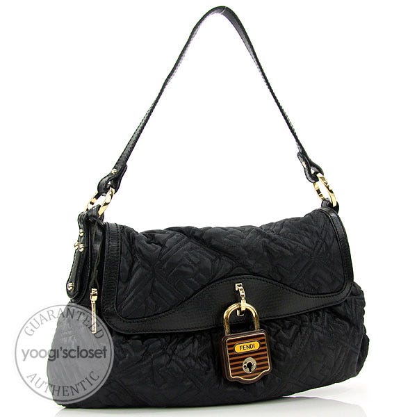 Fendi Black Quilted Nylon Shoulder Bag-8BR445