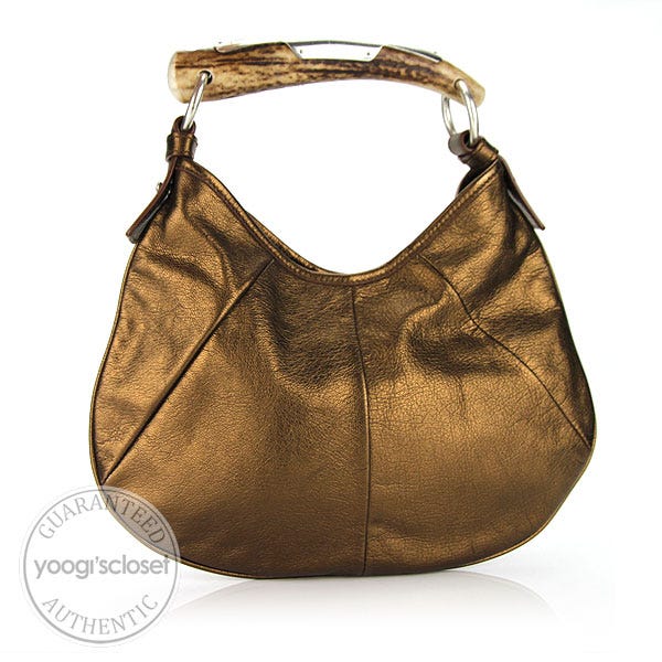 Yves Saint Laurent Bronze Leather Mini Mombasa Horn Bag - Yoogi's Closet