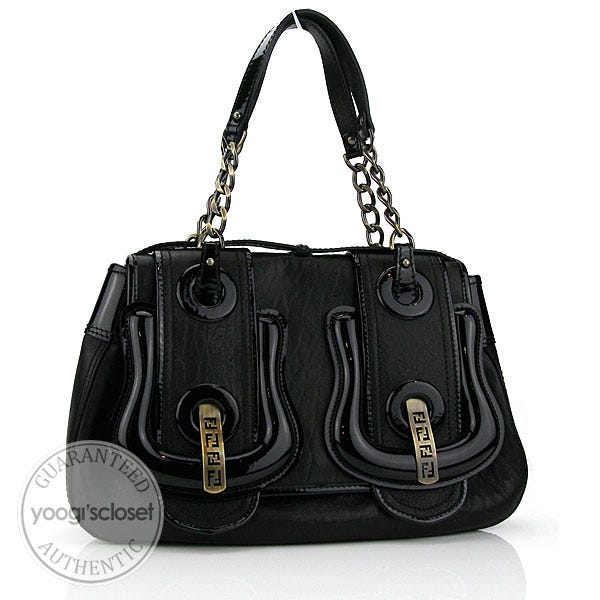 Fendi Black Nappa/Patent Leather B Bag - 8BN165