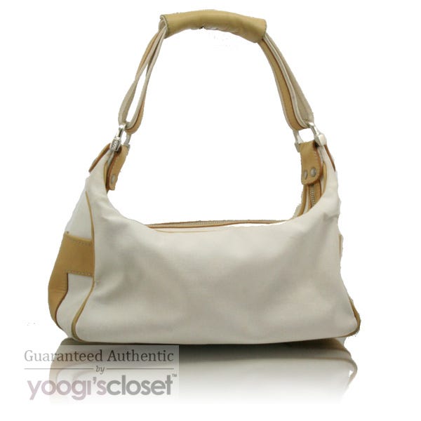 Tod's Beige Canvas Hobo Tote