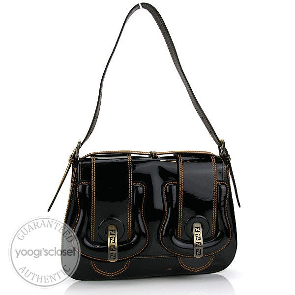 Fendi Black Patent Leather Shoulder B Bag - 8BR543