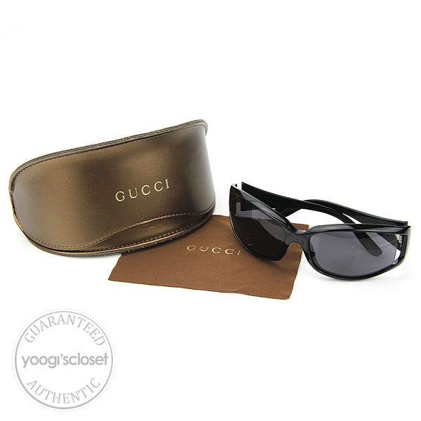 GUCCI Monogram Leather Foldable Sunglasses Case - Brown
