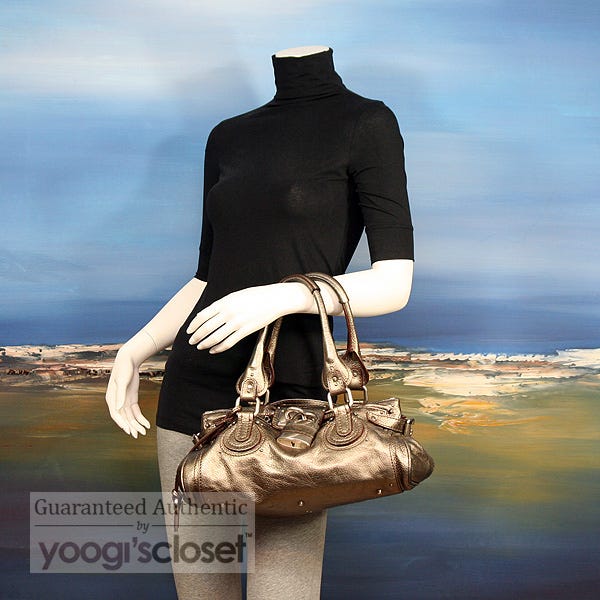 Chloe Metallic Bronze Paddington Satchel Bag | Yoogi's Closet Chloe Metallic Bronze Paddington Satchel Bag | Yoogi's Closet