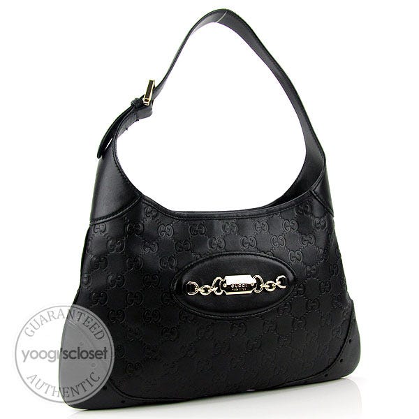 Gucci Black Guccissima Leather Medium Hobo Bag