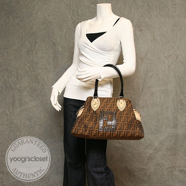 Fendi Zucca Canvas Shoulder Bag Zip Tote Auction