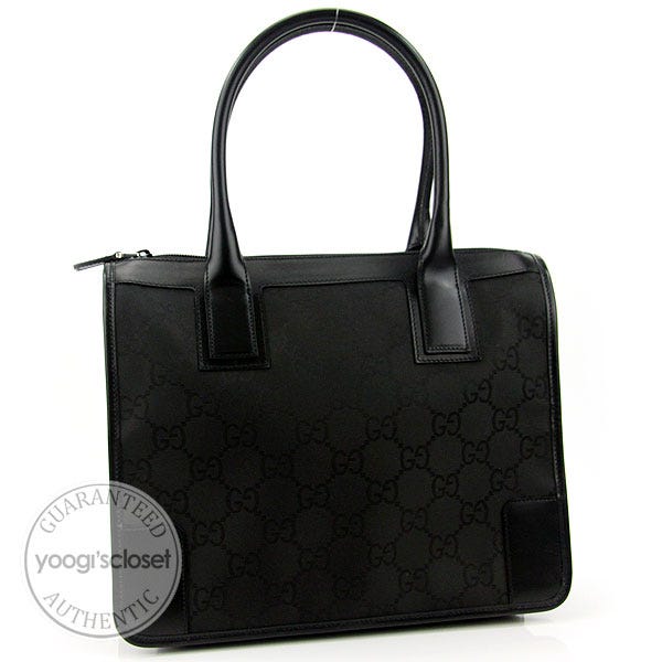 Gucci Black GG Fabric Satchel Bag