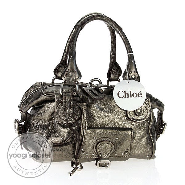 Chloe Acier Leather Front Pocket Paddington Satchel Bag
