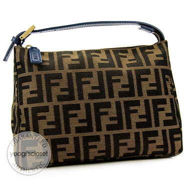 fendi tobacco zucca canvas mini pochette bag Vintage c: 1990s/2000s Crafted in Fendi's signature brown Zucca with zip closure and slim top handle, this mini pochette is the perfect grab-and-go accessory. Compact Fendi Tobacco Zucca Coated Canvas