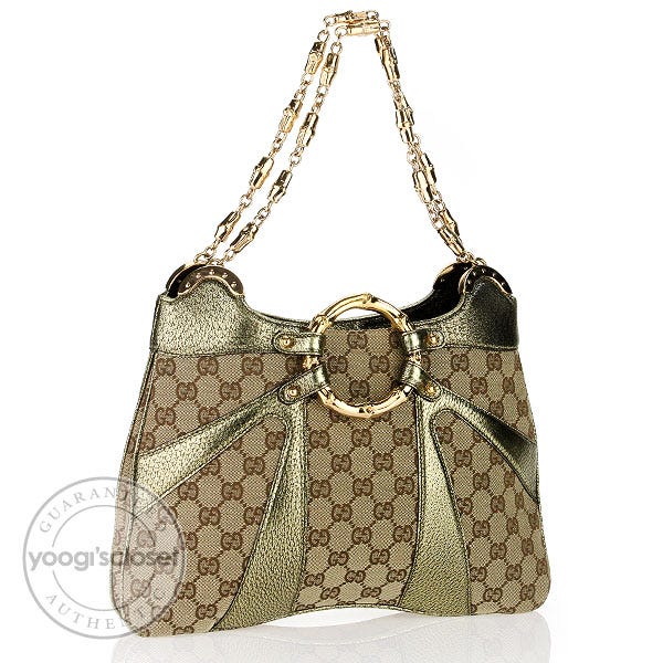 Gucci Limited Edition Biege/Ebony GG Canvas Tom Ford Bamboo Shoulder Bag