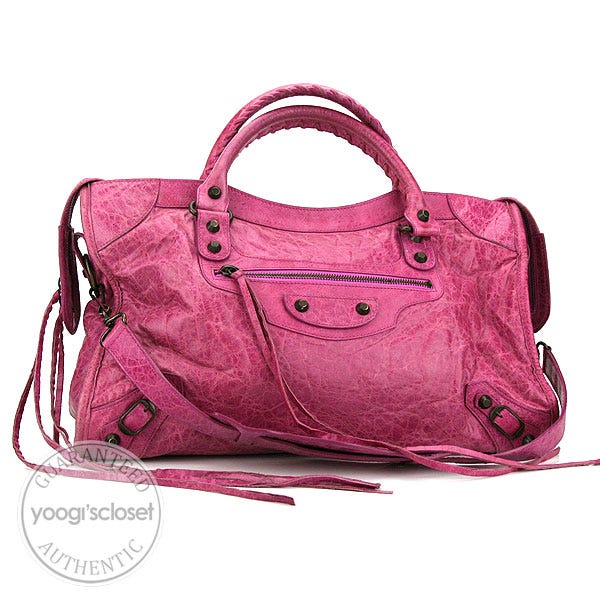Balenciaga Pale Magenta Chevre Motorcycle City Bag