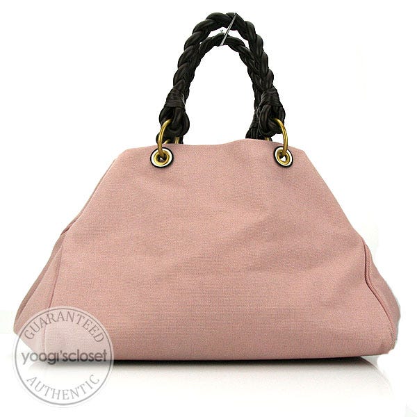 Bottega Veneta Light Pink Canvas Shopper Tote Bag
