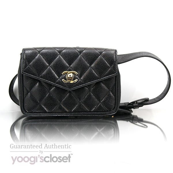 Chanel Black Quilted Caviar Leather Waist Belt Bag