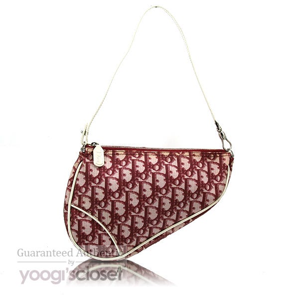 Christian Dior Red Logo Small Saddle Bag