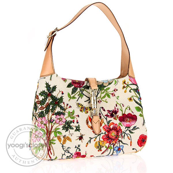 Gucci Limited Edition Jackie O Bouvier Botanical Floral Beaded/Embroidered Hobo Bag
