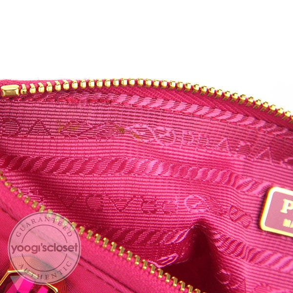 Prada Fuchsia Tessuto Pietre Jeweled Zippered Pouch IM1152